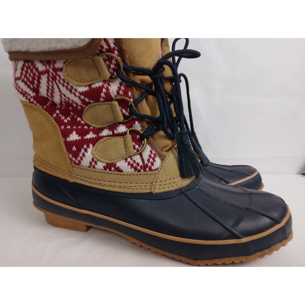 KHOMBU MAYA Suede Lace Up Faux Fur Lined Winter Duck Boots Brown Womens Size 8 M - Picture 2 of 12